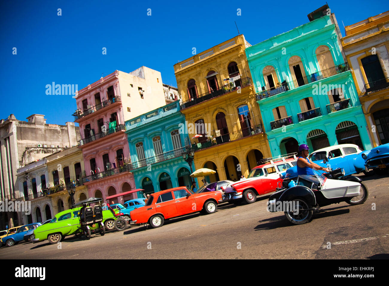 Classic car on the Paseo de Marti, Havana, Cuba Stock Photo