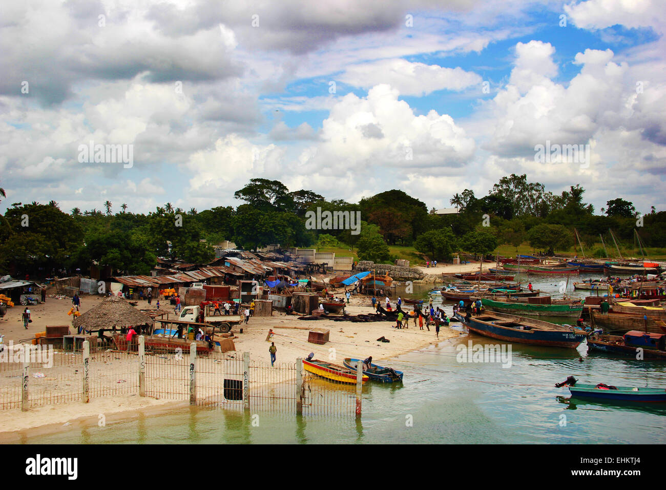 Boats on the shore, Kigamboni Peninsula, Dar Es Salaam, Tanzania Stock Photo