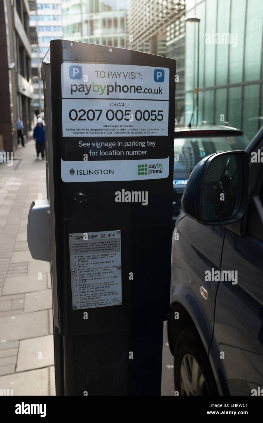 Paybyphone Parking Meter, Moorgate, London Stock Photo