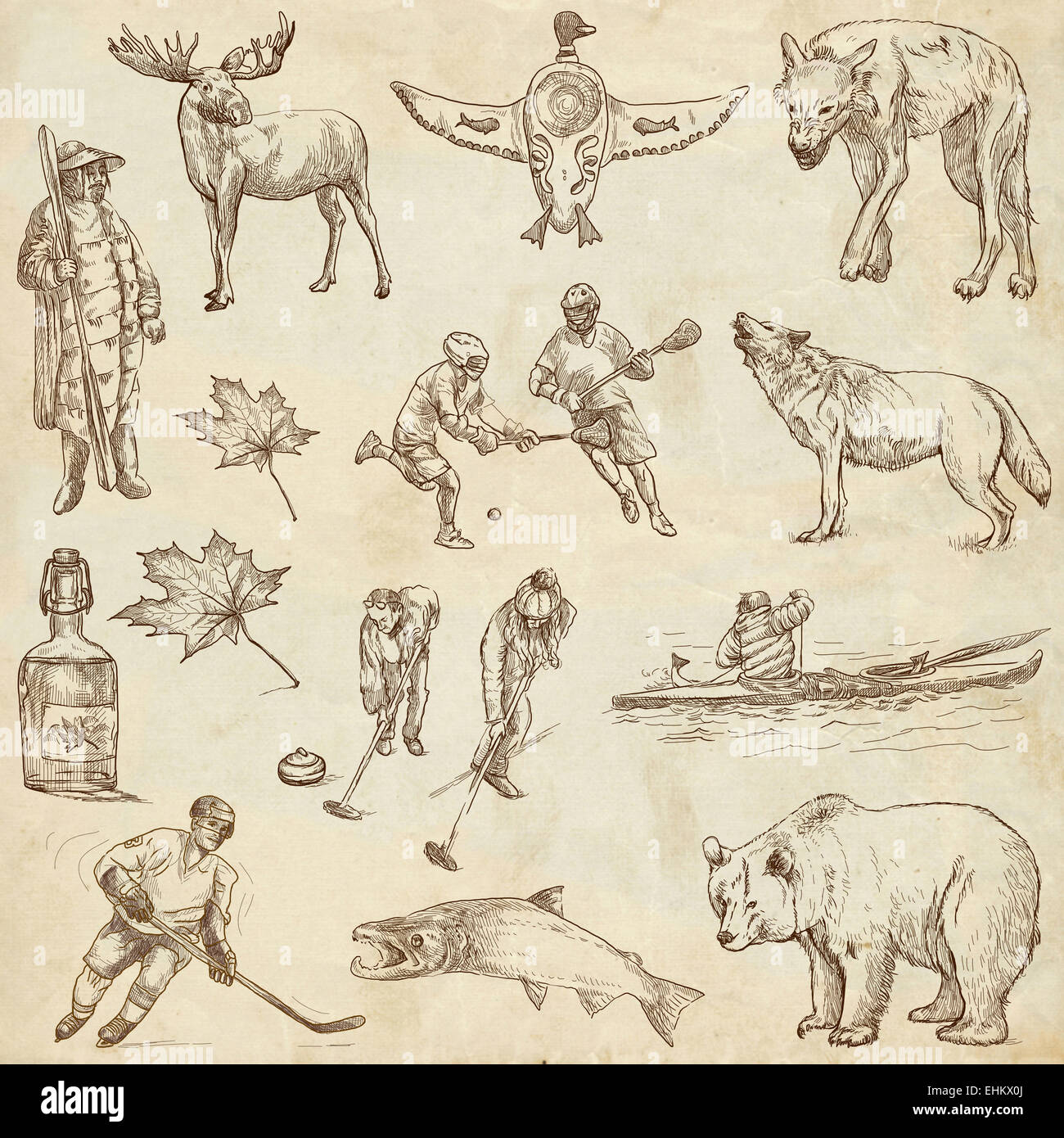 Travel series CANADA Collection of an hand drawn illustrations