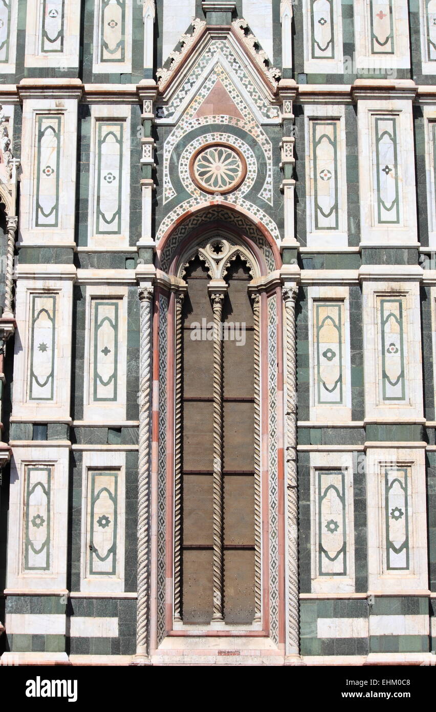 Stained glass window on Florence cathedral. Florence, Italy Stock Photo
