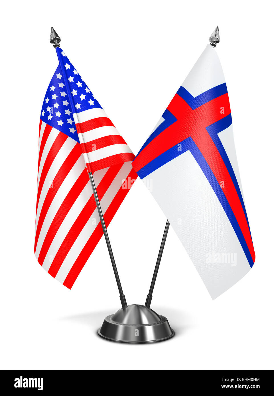 USA and Faroe Islands - Miniature Flags. Stock Photo