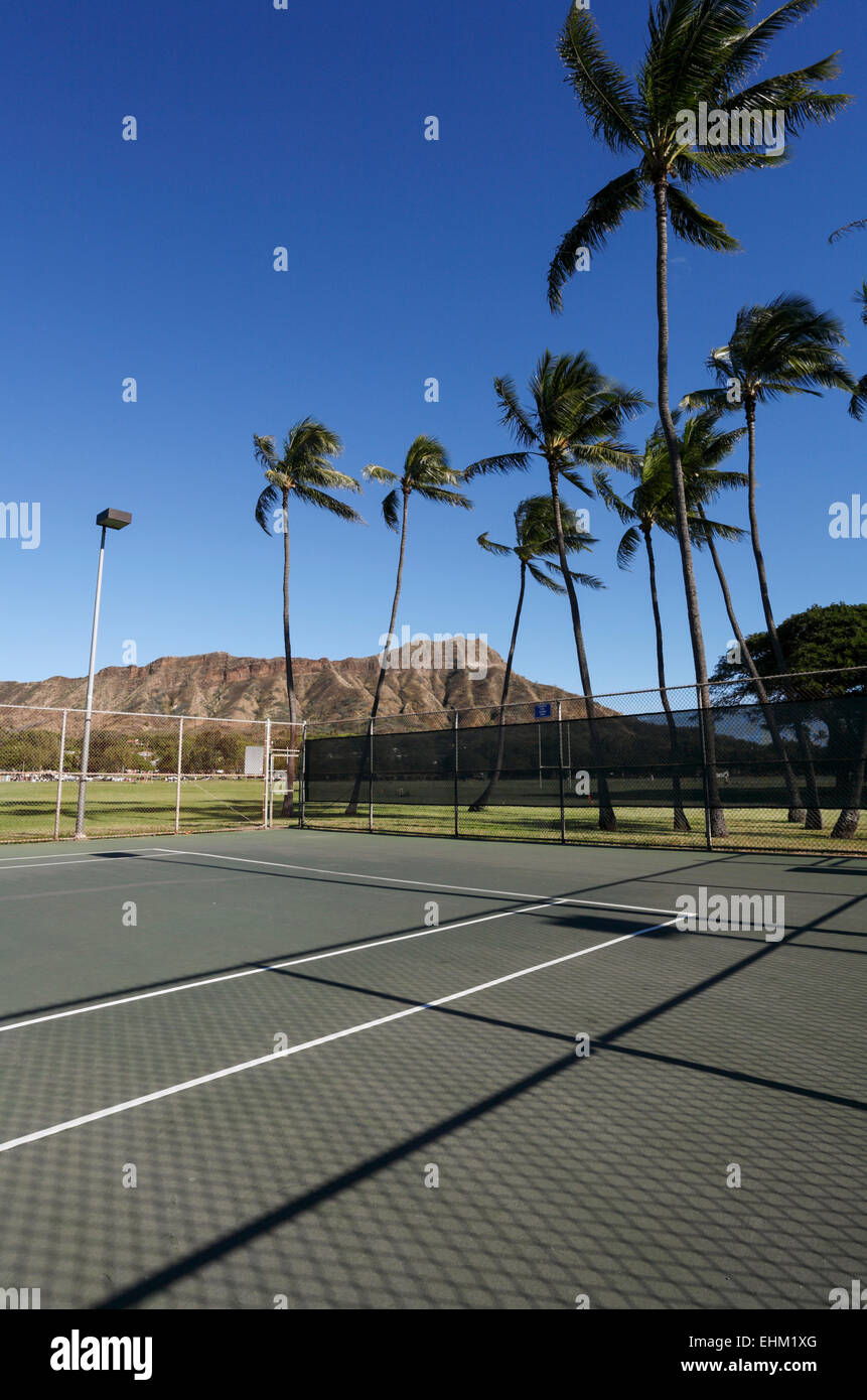 Honolulu, Hawaii, USA. 10th Mar, 2015. Kapiolani Park tennis court with