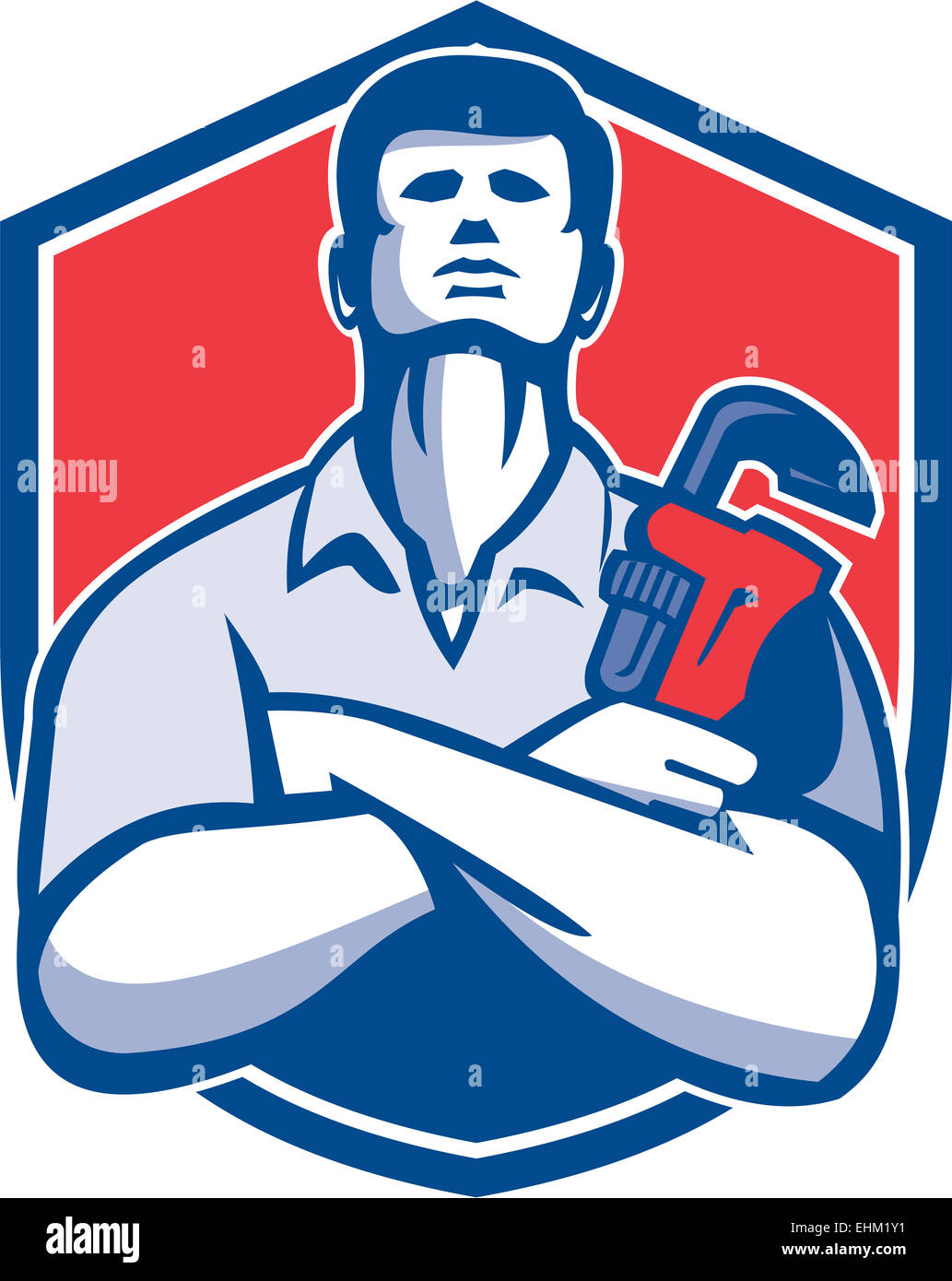 Illustration of a handyman plumber repairman worker arms folded holding ...