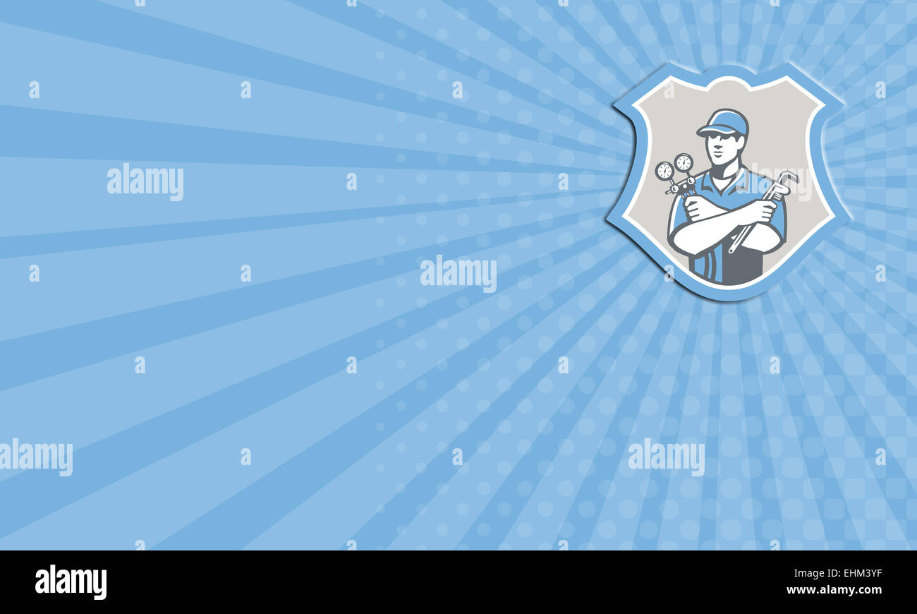 Business card showing illustration of a refrigeration and air