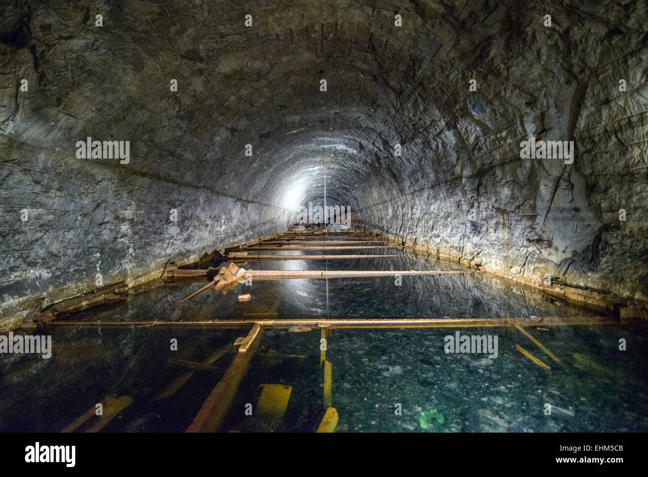 Nordhausen, Germany. 20th Feb, 2015. A sleeping tunnel used by
