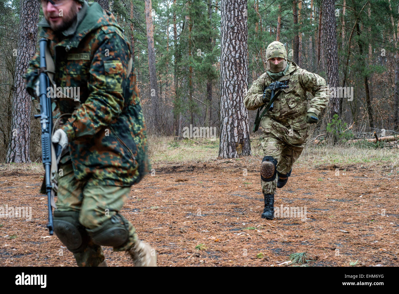 Kiev, Ukraine. 15th Mar, 2015. Volunteers and reserve soldiers are learning basics of military stances and moves at training center 'Patriot', Kyiv, Ukraine. 15 of March, 2015. Credit:  Oleksandr Rupeta/Alamy Live News Stock Photo
