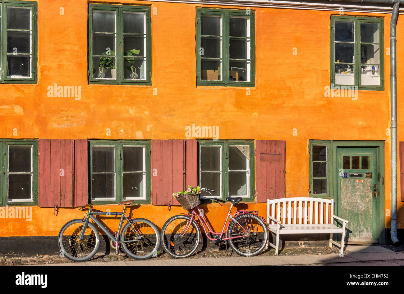 Historic working-class housing estate, Nyboder, Copenhagen, Denmark Stock Photo