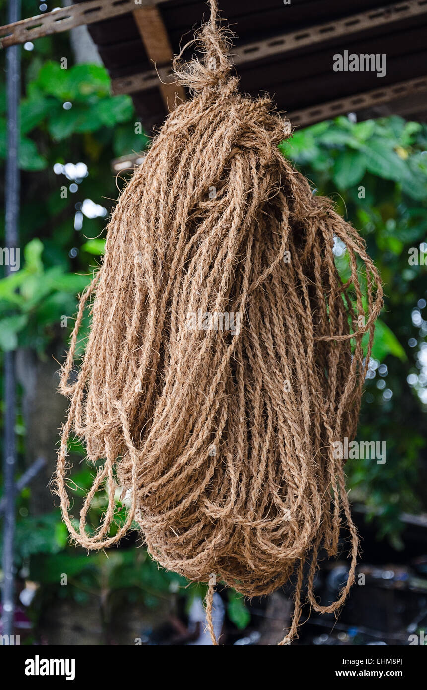 Coir rope made from the plaited husk of the coconut Stock Photo Alamy