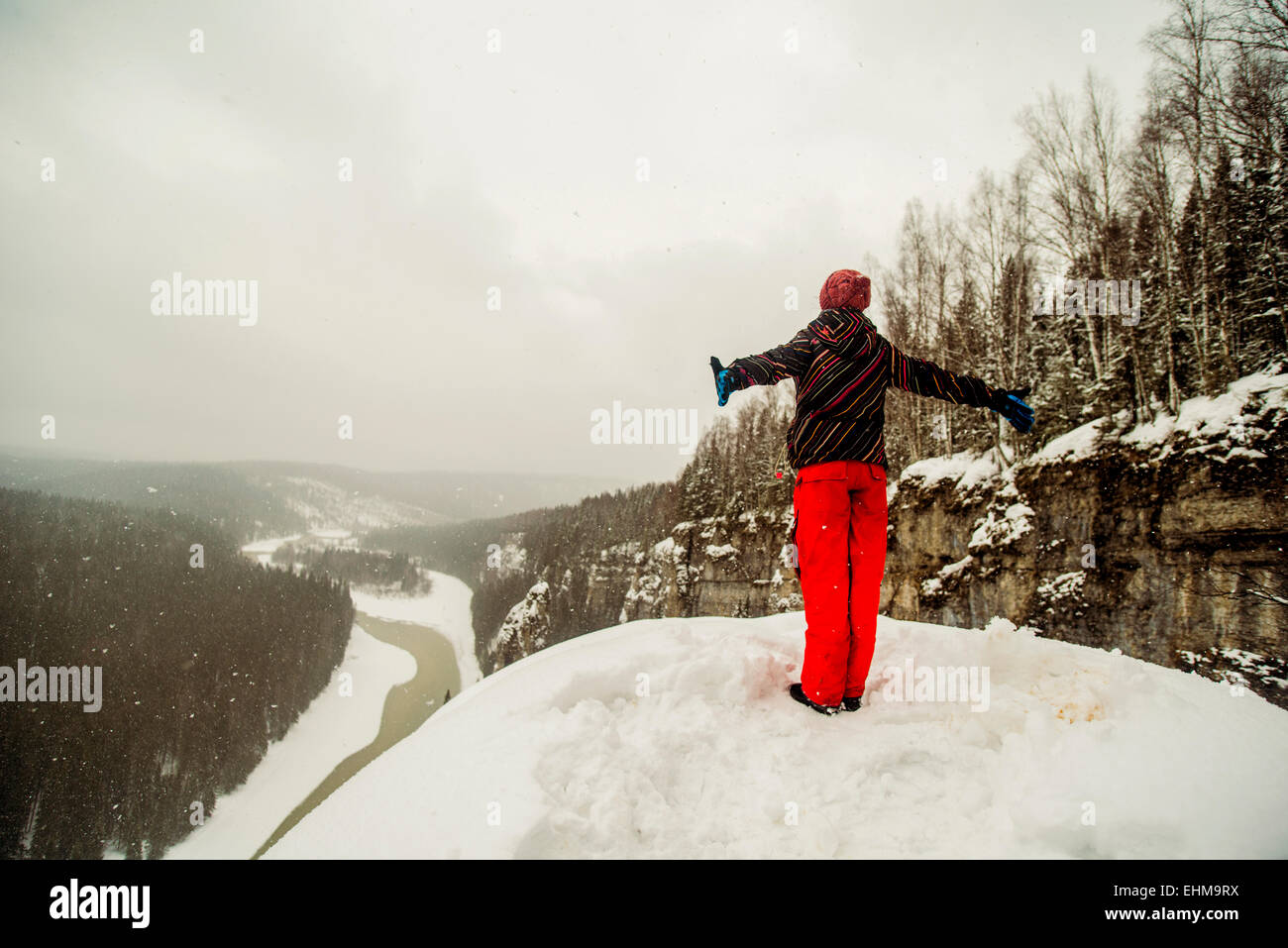 Rear view hiker standing on hi-res stock photography and images - Alamy