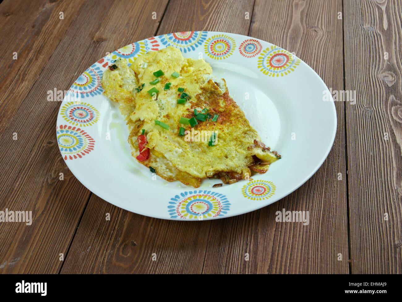 Masala Omelette Indian Style .famous street food of Mumbai Stock Photo ...