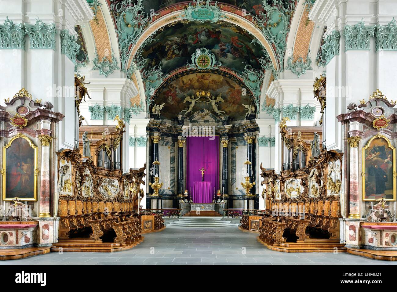 Choir of the St. Gallen Cathedral, UNESCO World Heritage Site, St. Gallen, Switzerland Stock Photo