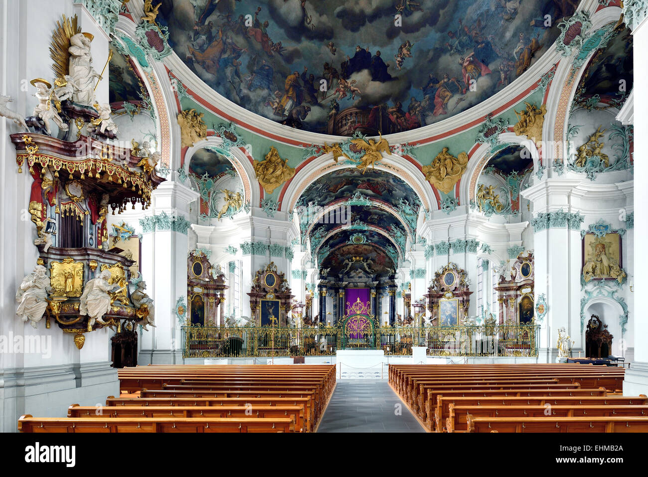 Rotunda with pulpit of the St. Gallen Cathedral, UNESCO World Heritage Site, St. Gallen, Switzerland Stock Photo