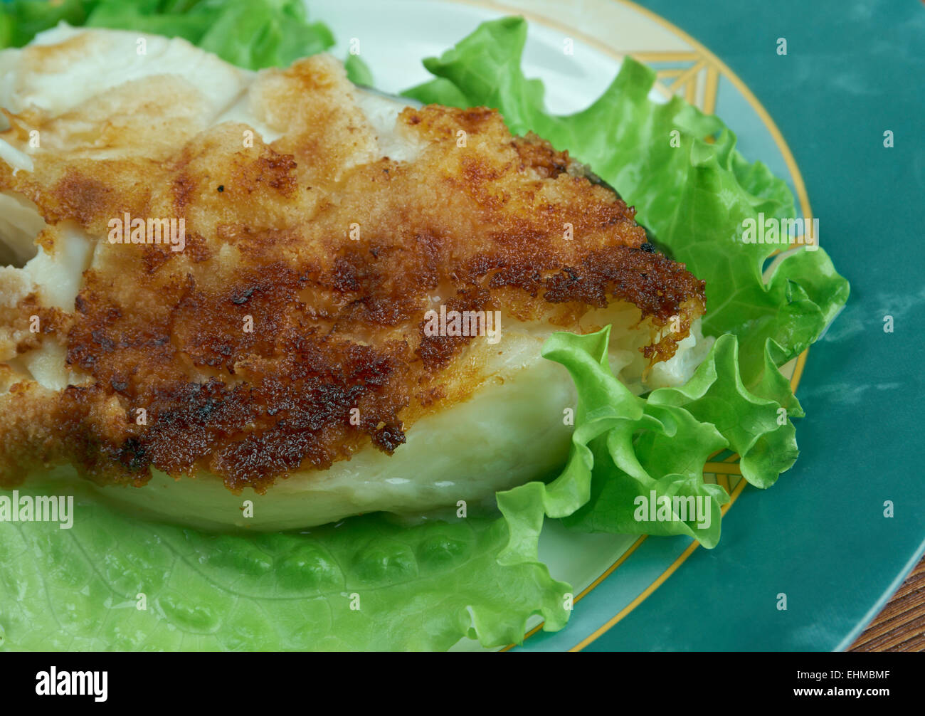Atlantic catfish grilled steak .close up Stock Photo Alamy