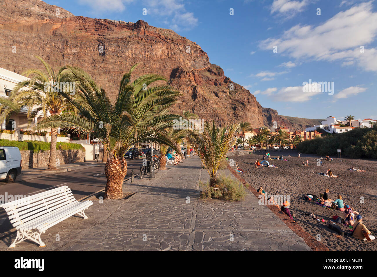 Promenade at the beach, La Puntilla, Valle Gran Rey, La Gomera, Canary Islands, Spain Stock Photo