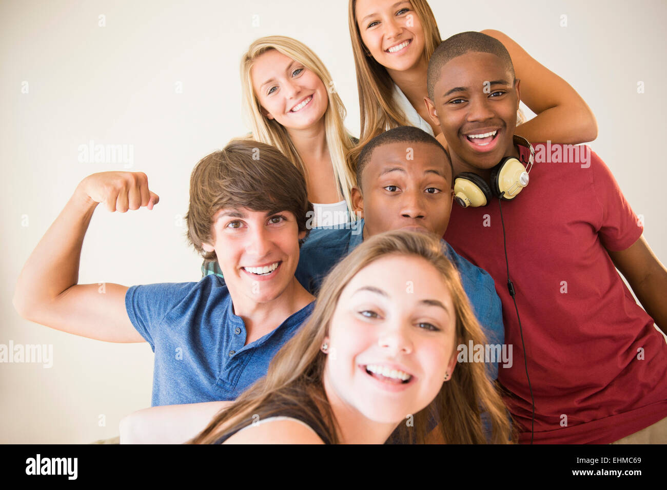 Teenagers smiling together Stock Photo