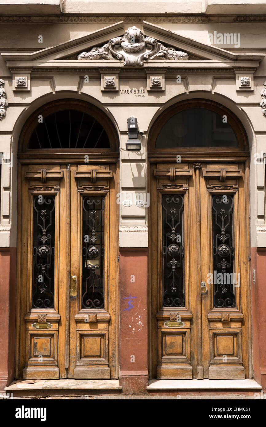 Argentina, Buenos Aires, Recoleta, pair of adjacent front doors Stock Photo