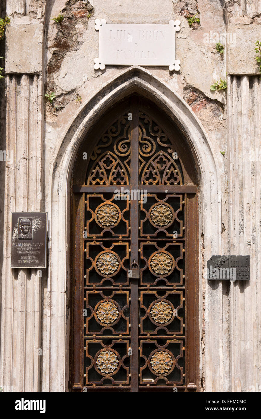 Argentina, Buenos Aires, Recoleta Cemetery, decorative iron gate of Ricardo Joy tomb Stock Photo
