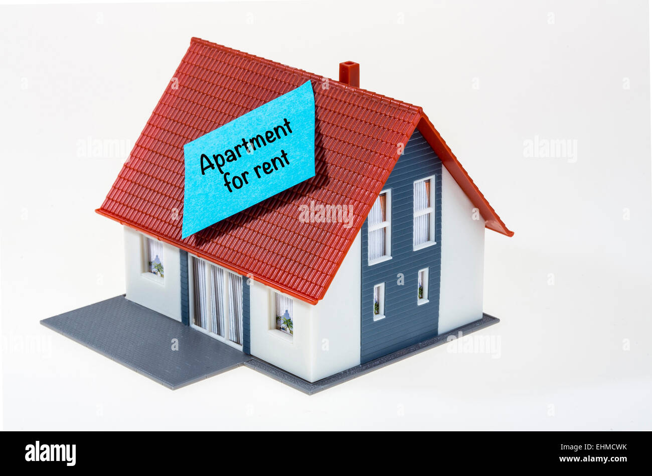 Symbolic image, house with a Post-it note, apartment for rent Stock ...