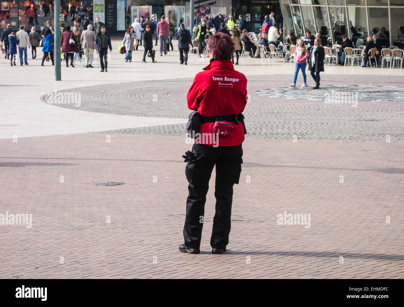 Town Centre Ranger on duty in The Square, Bournemouth, Dorset, England, UK Stock Photo