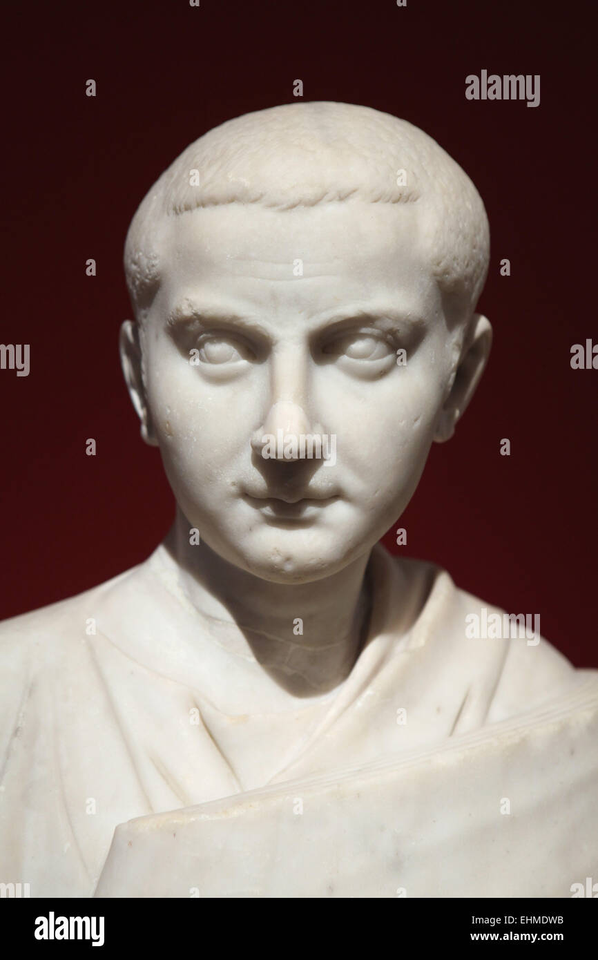 Emperor Gordian III. Roman marble bust from 238-242 AD. Altes Museum, Berlin, Germany. Stock Photo