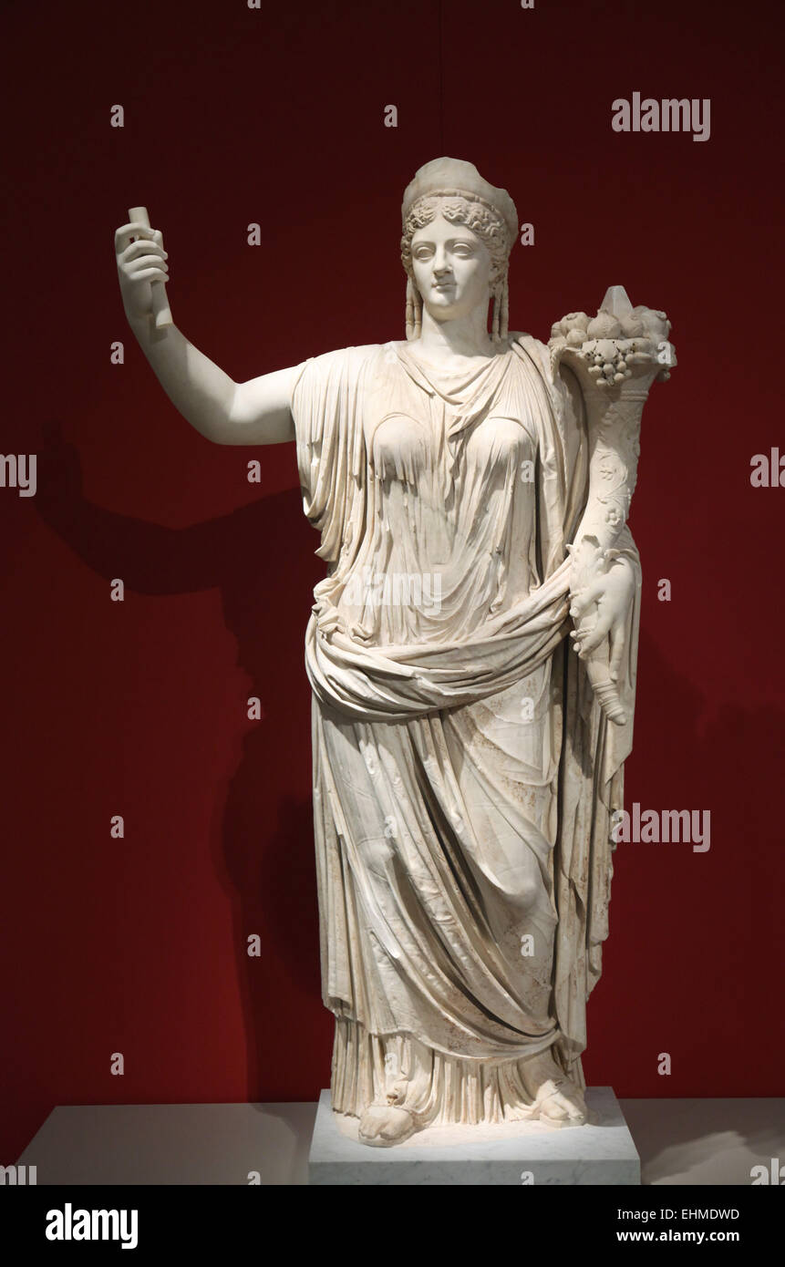 Deified Empress Livia. Roman marble statue from the Theatre of Falerii, Italy, 42-54 AD. Altes Museum, Berlin, Germany. Stock Photo