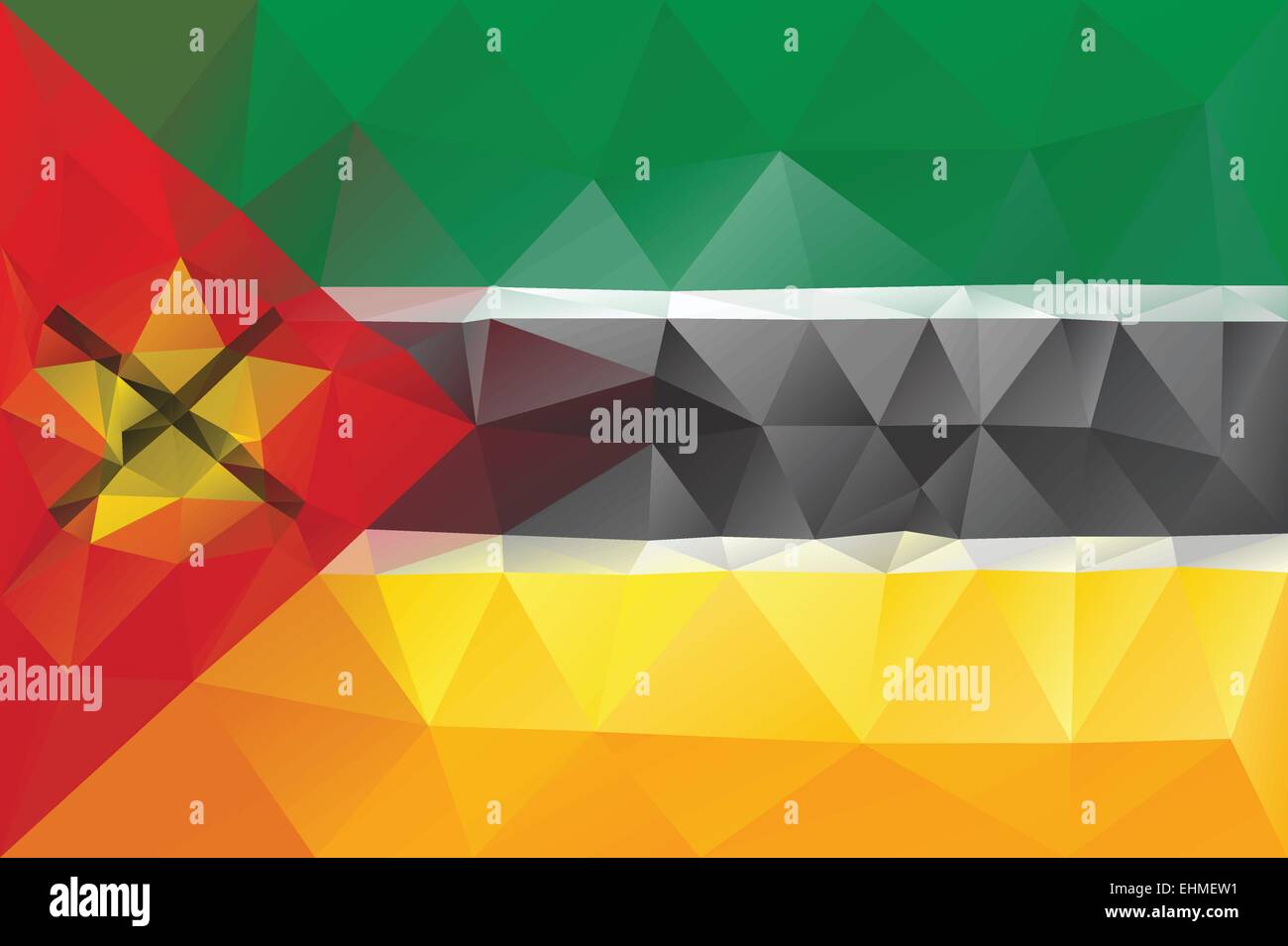 Mozambique flag - triangular polygonal vector pattern Stock Vector