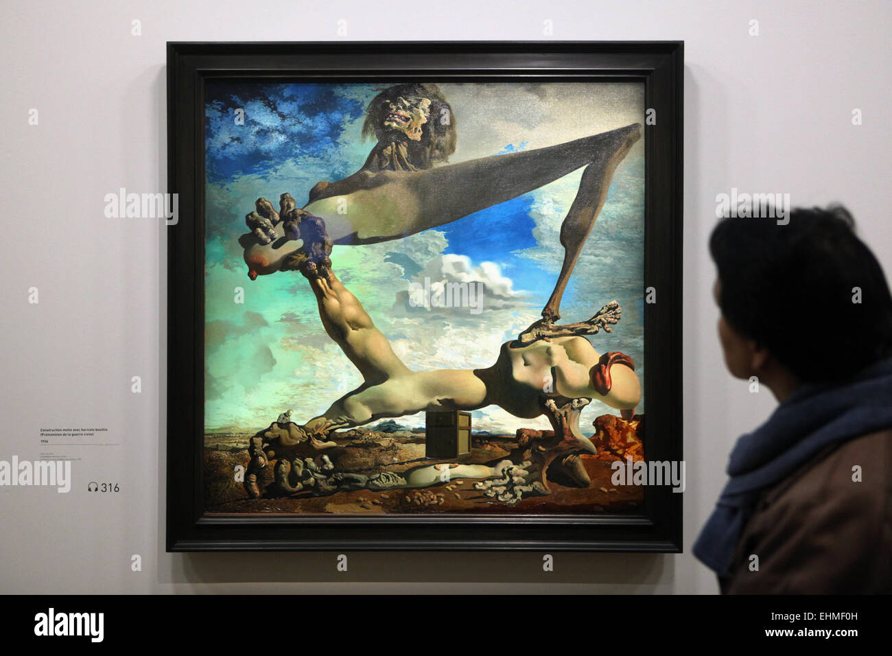 Painting 'Premonition of Civil War' (1936) by Salvador Dali displayed at his exhibition in the Pompidou Centre in Paris, France. Stock Photo