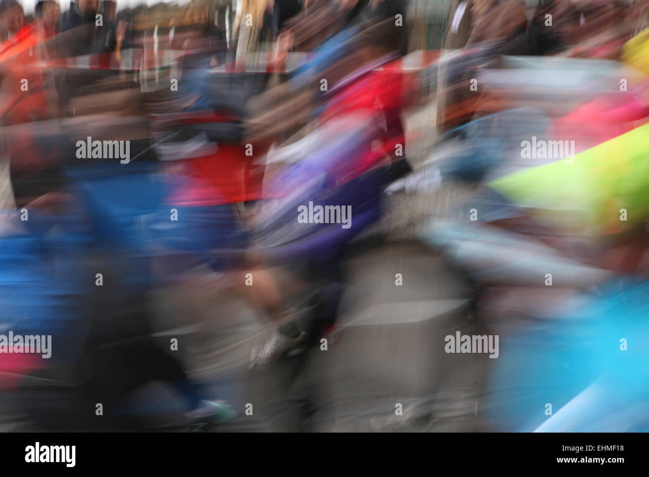 Athletes run the Hervis half marathon in Prague, Czech Republic. Stock Photo