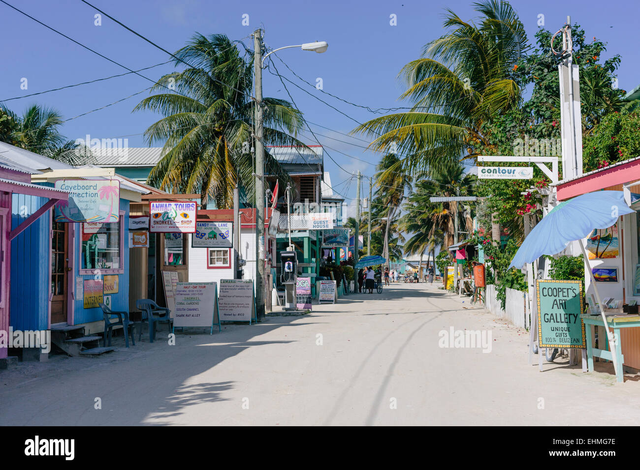 Main Street, Caye Caulker, Belize Stock Photo