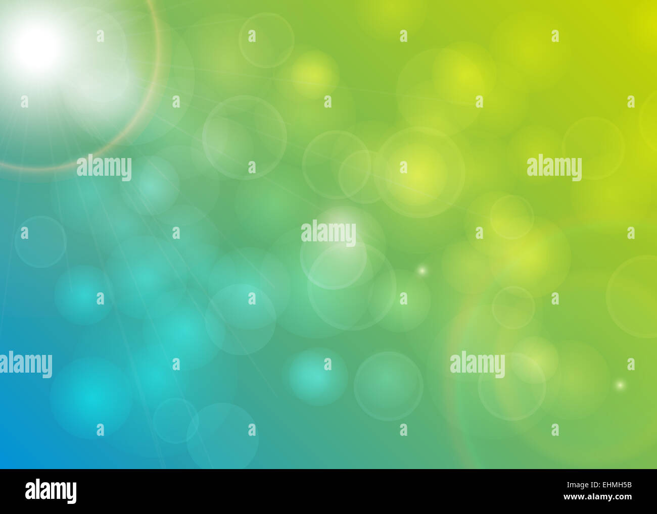 Blurred Background Blue Green Yellow Bokeh Sunrays Stock Photo - Alamy