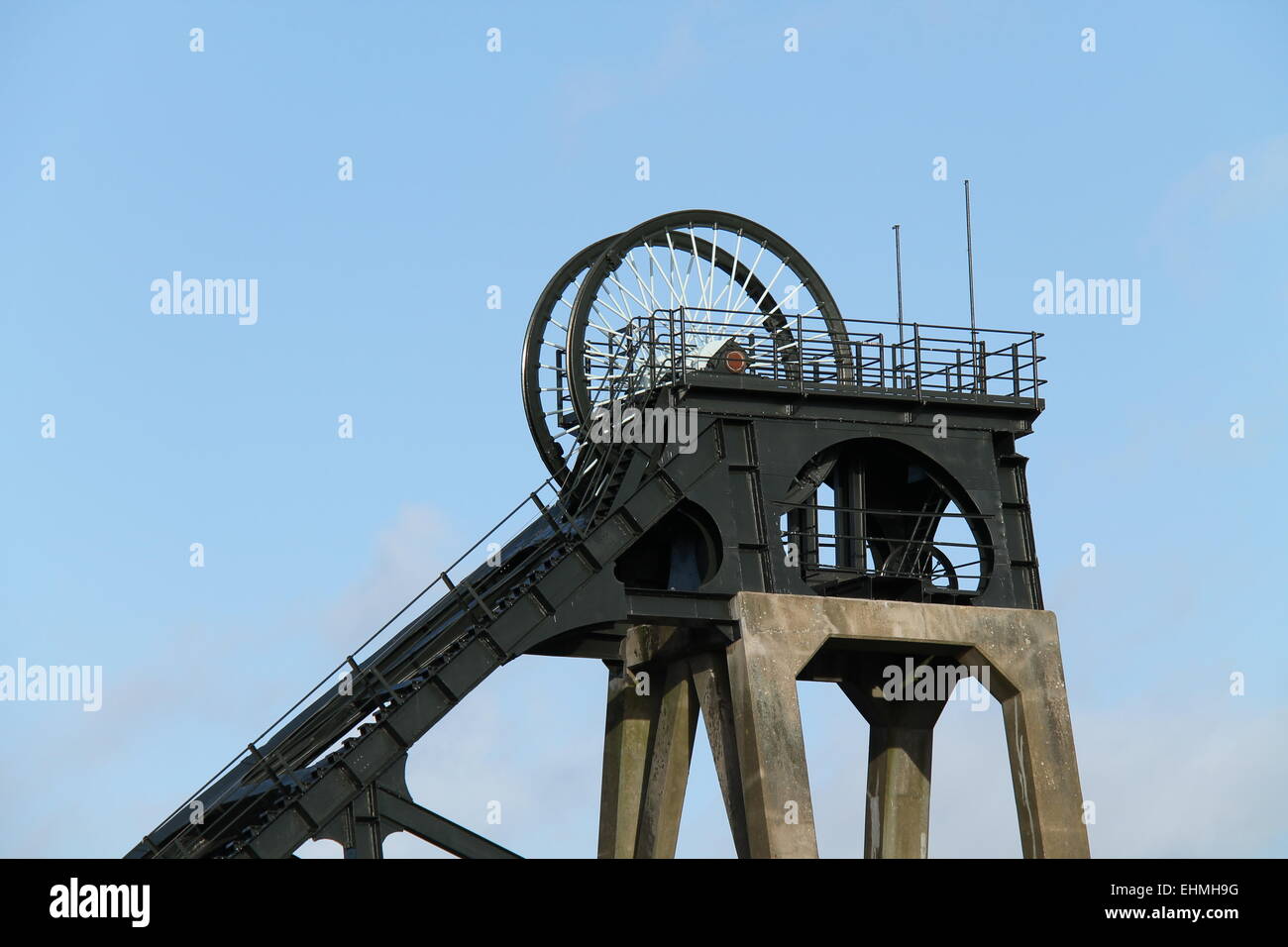 The Headstocks from an Old Coal Mine Colliery. Stock Photo