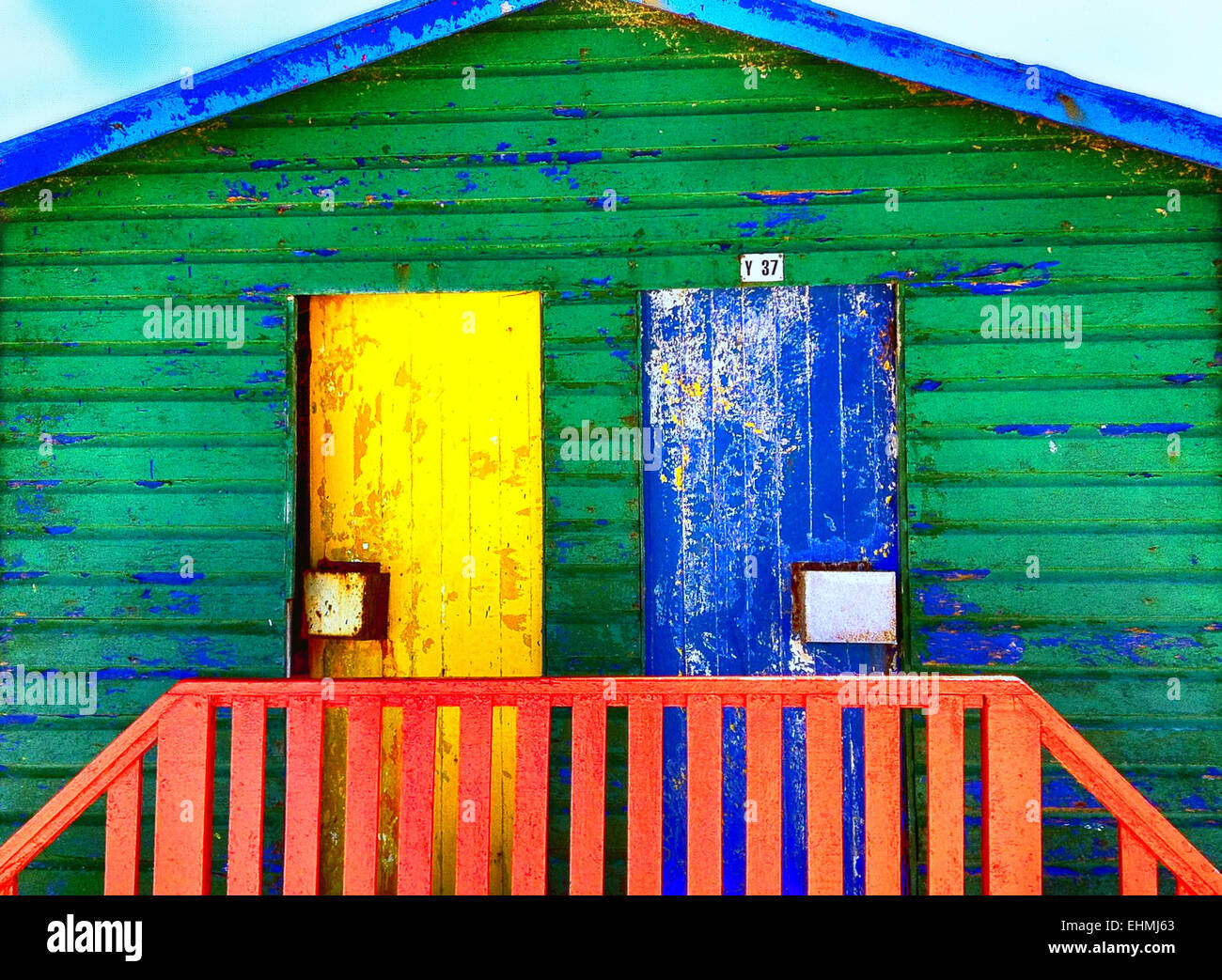 the colorful beach houses at St James, Cape Town Stock Photo Alamy