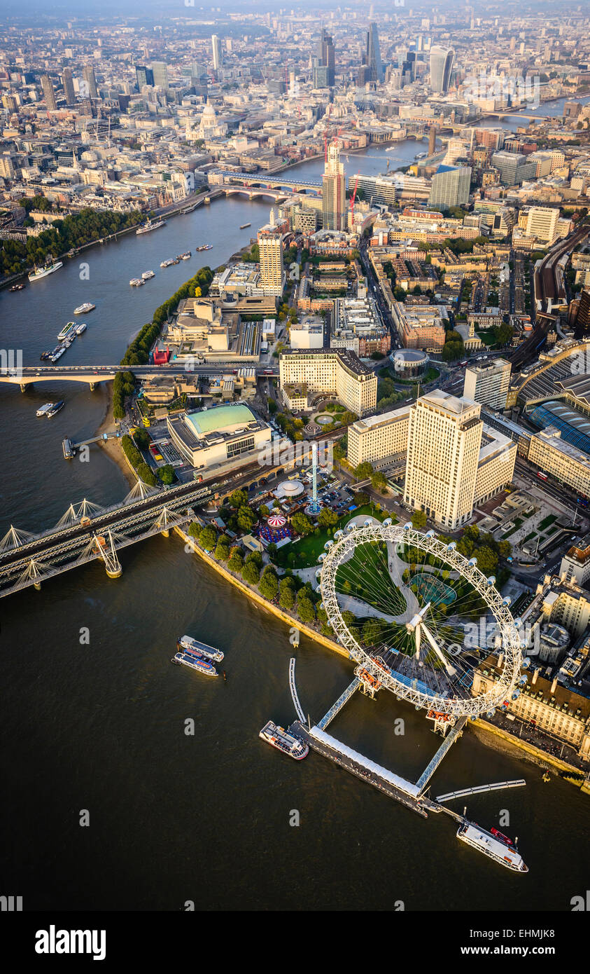 Aerial view of London cityscape and river, England Stock Photo