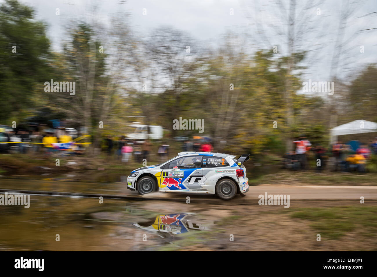 Jari-Matti Latvala (FIN) of the VW Motorsport World Rally Team competes in Rally Argentina 2014. by Michael Vettas/Vettas Media Stock Photo