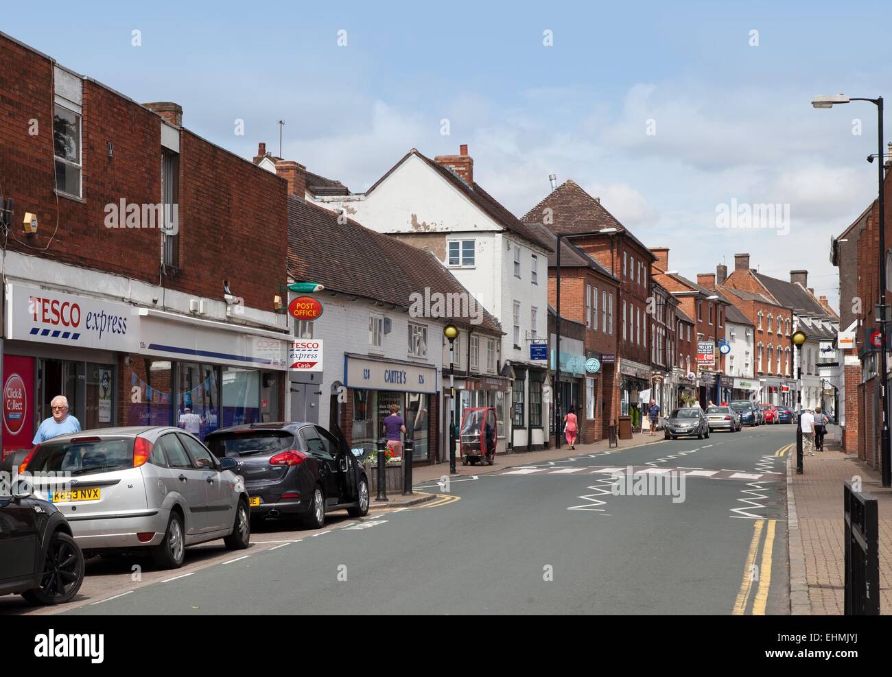 The town centre of Coleshill, Warwickshire, showing shops and ...