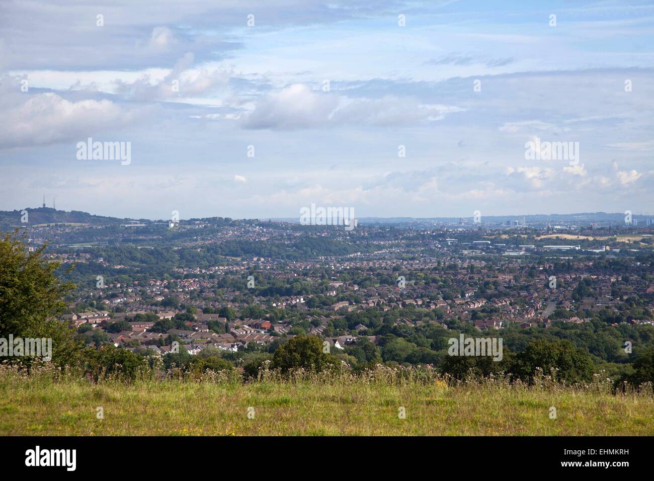 View towards Halesowen and Birmingham from the Clent Hills Stock Photo