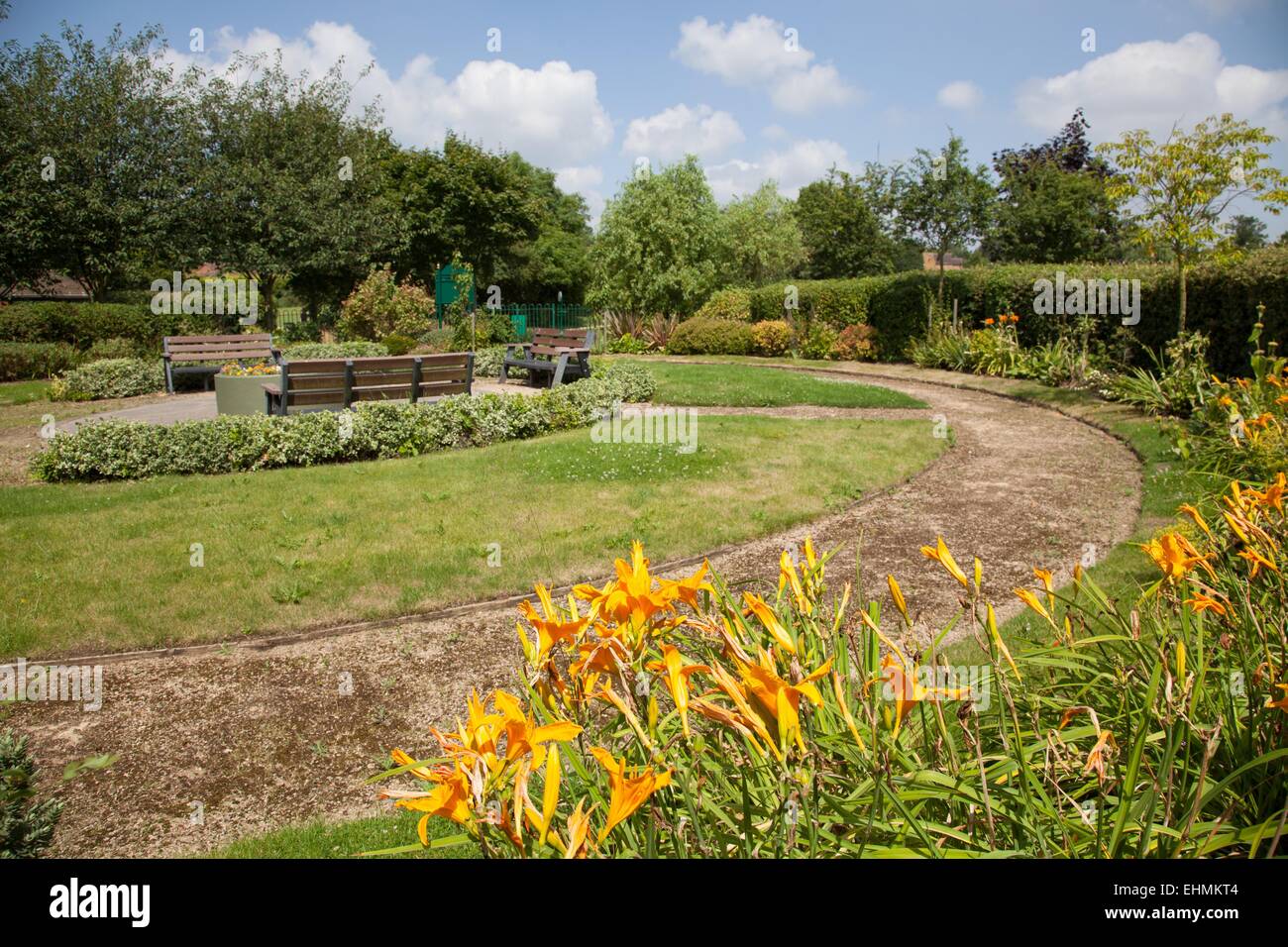 The Memorial Gardens, beside the hall and Glen Parva Local Nature Reserve Stock Photo Alamy