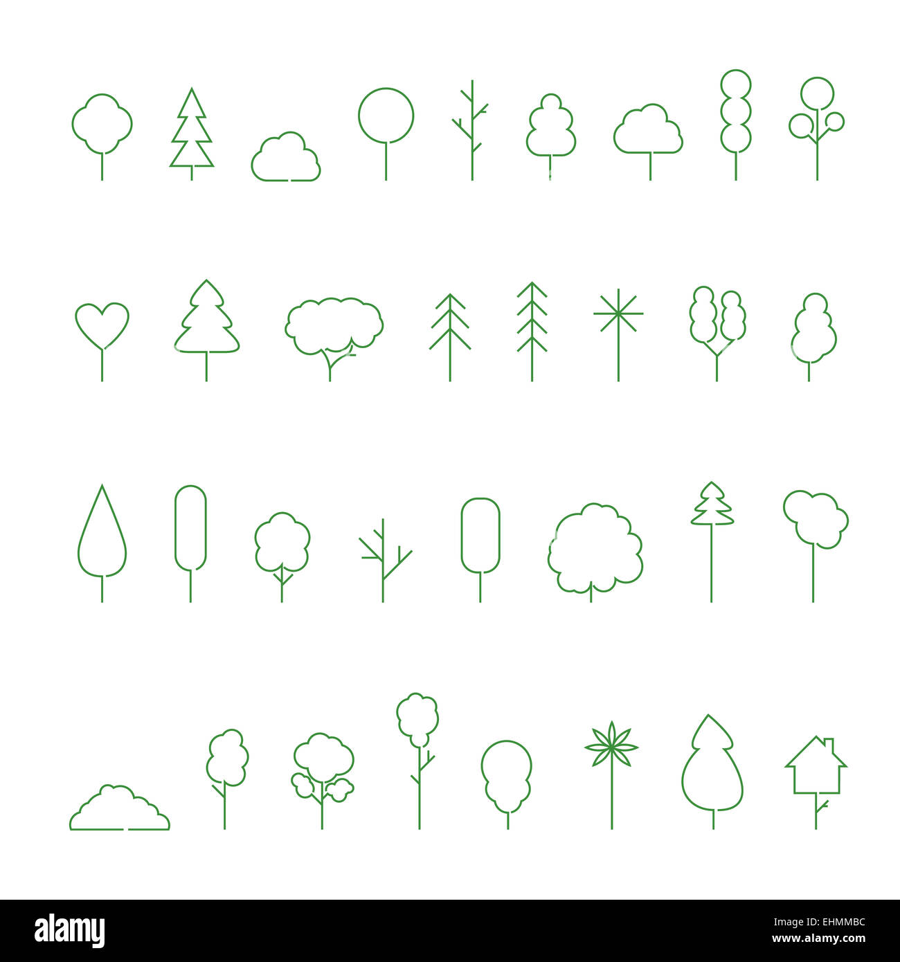 trees icon set Stock Photo - Alamy