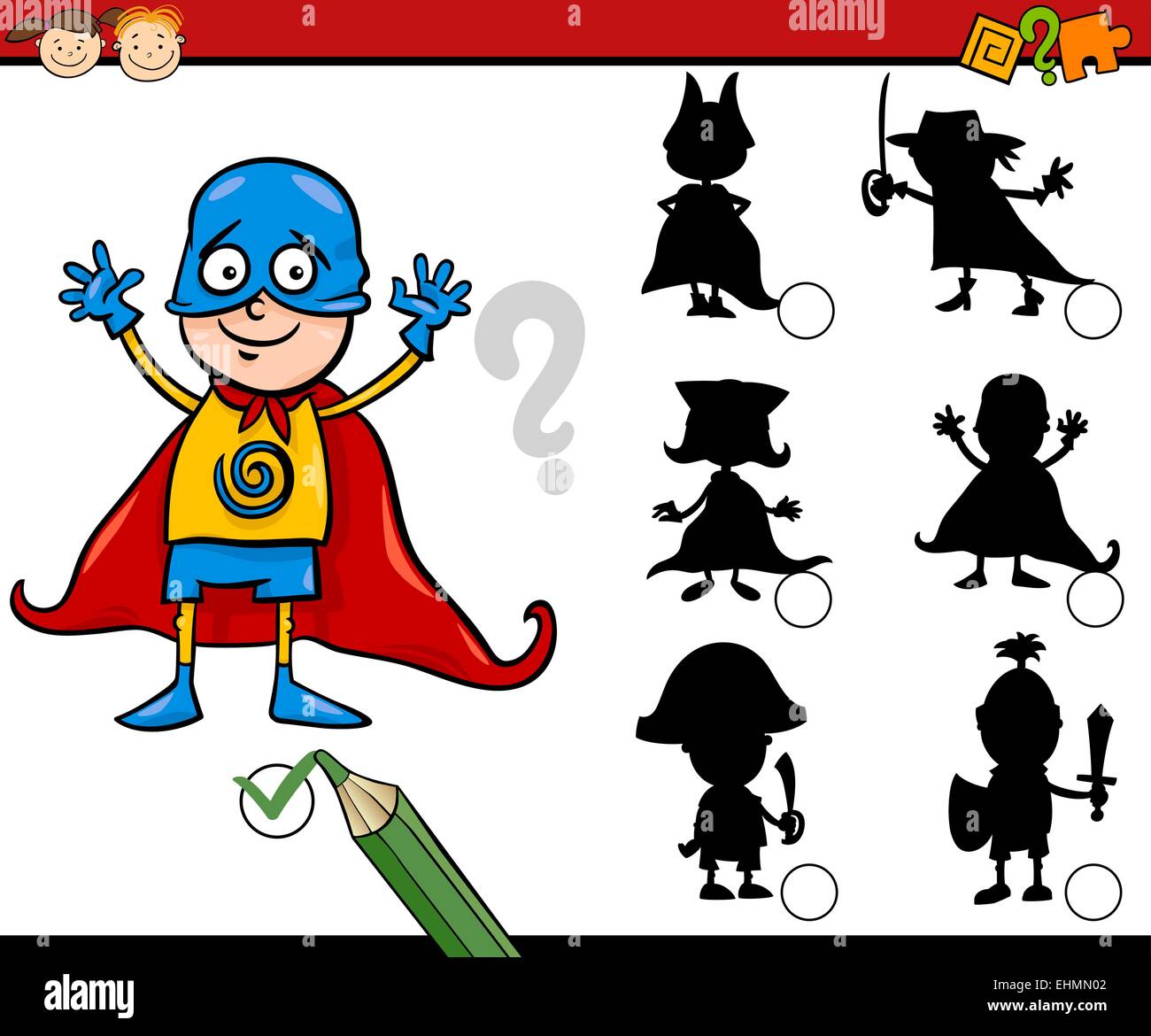 Cartoon Illustration of Education Shadow Matching Game for Preschool ...