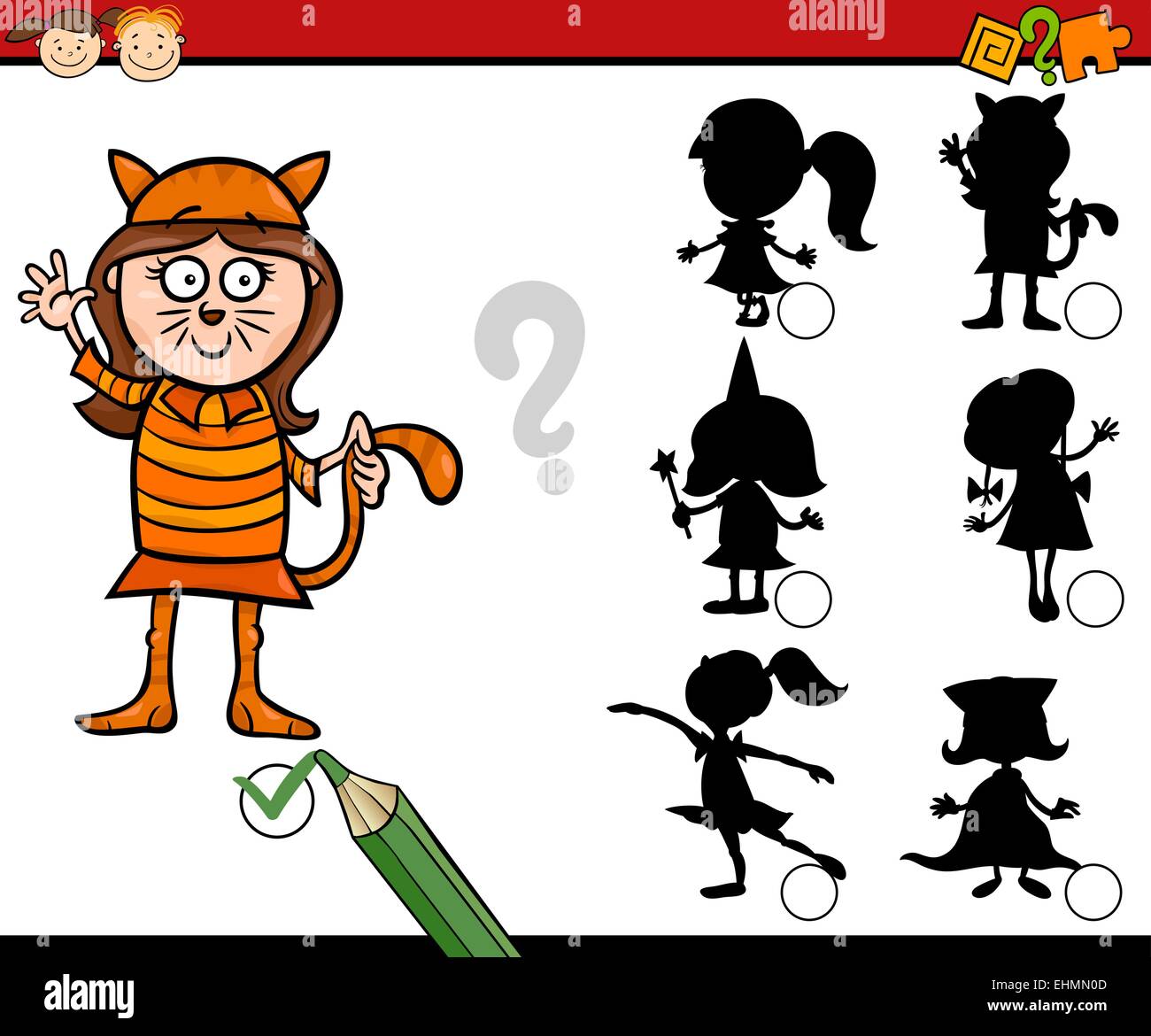Cartoon Illustration of Education Shadow Matching Game for Preschool ...
