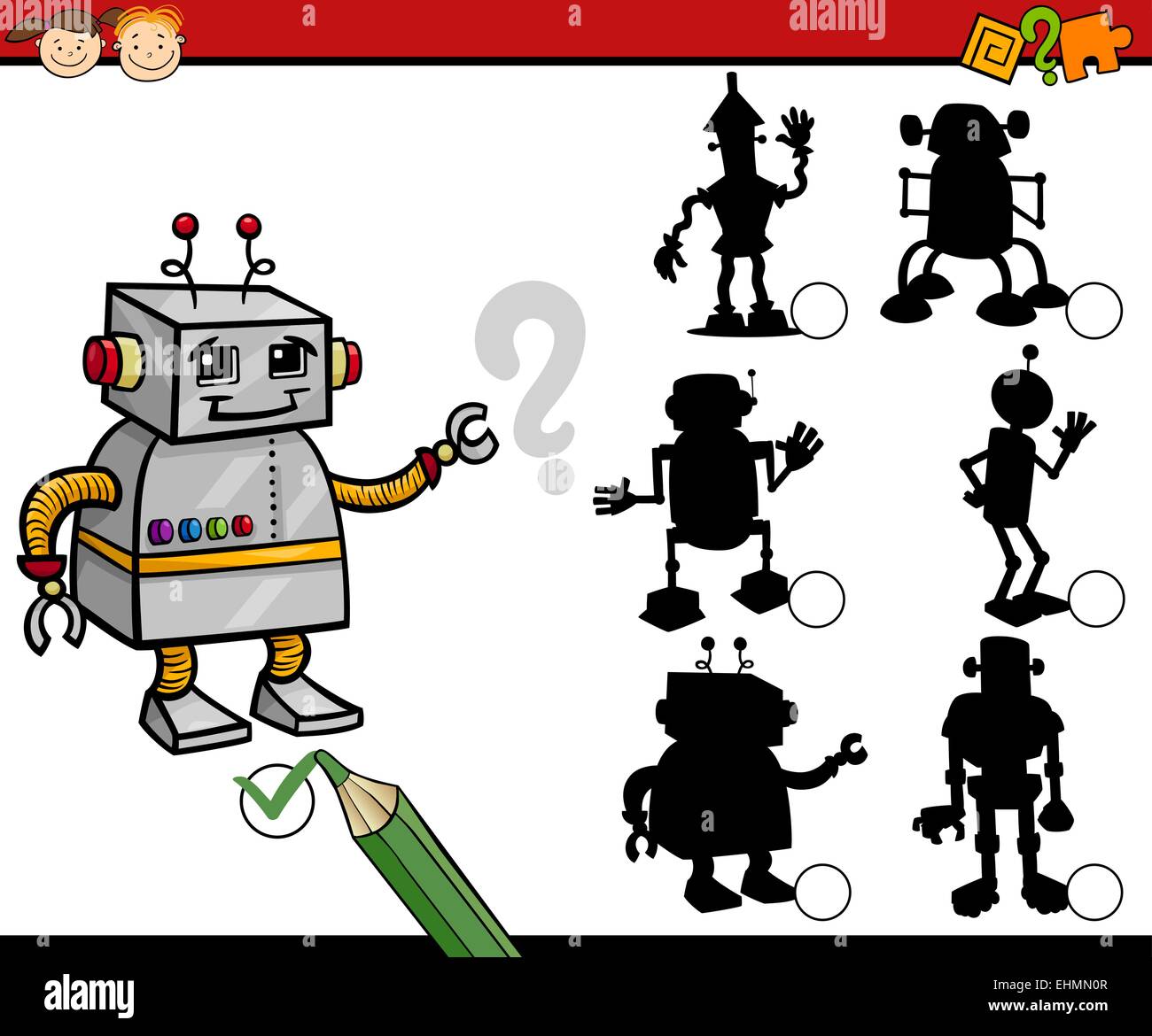 Cartoon Illustration of Education Shadow Matching Game for Preschool ...