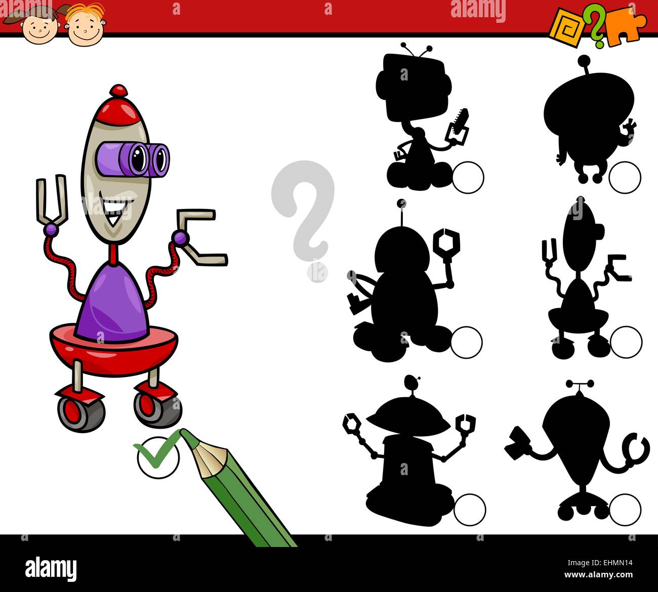 Cartoon Illustration of Education Shadow Matching Game for Preschool ...