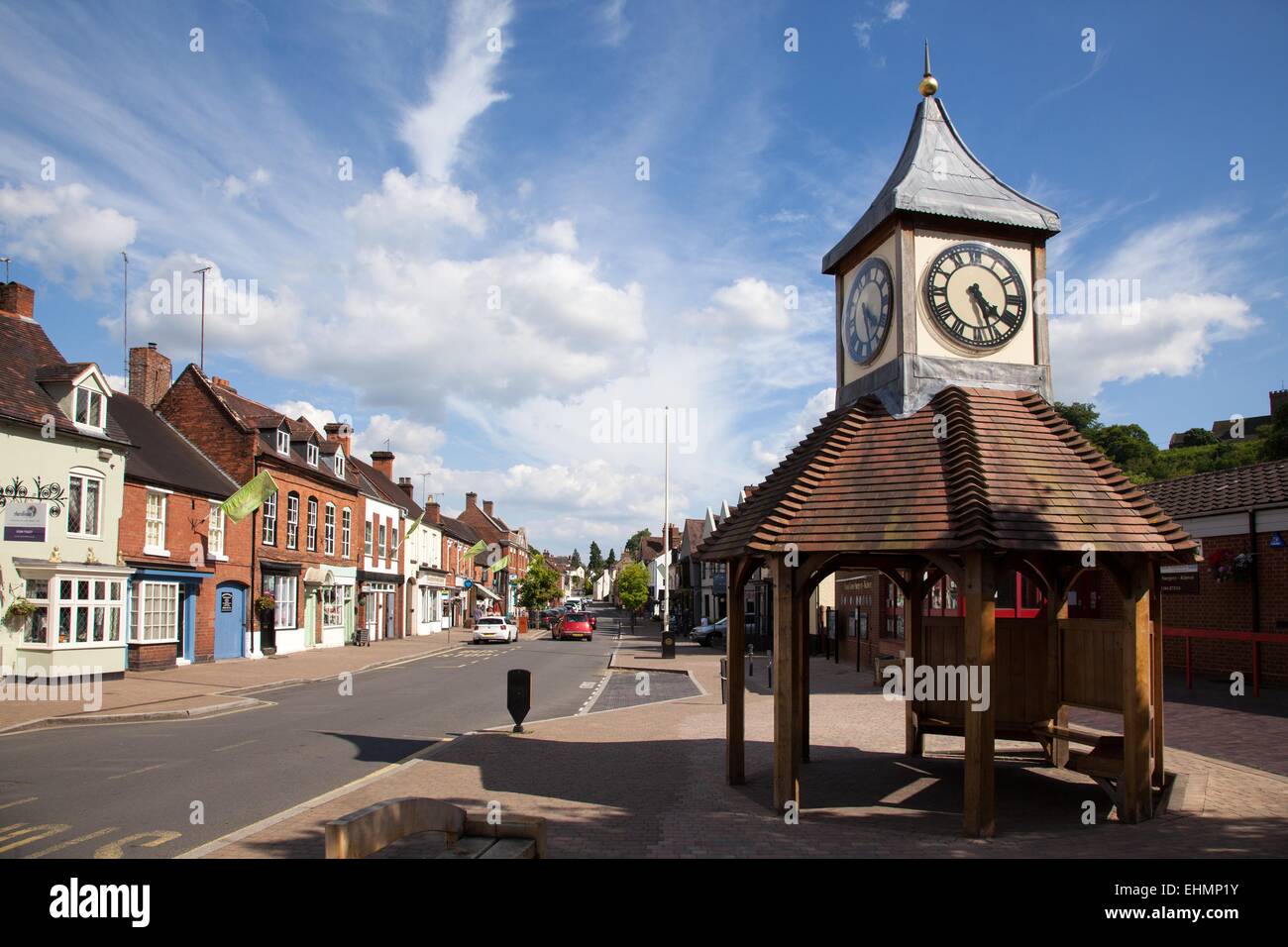 Village centre and clock in Kinver, South Staffotrdshire Stock Photo