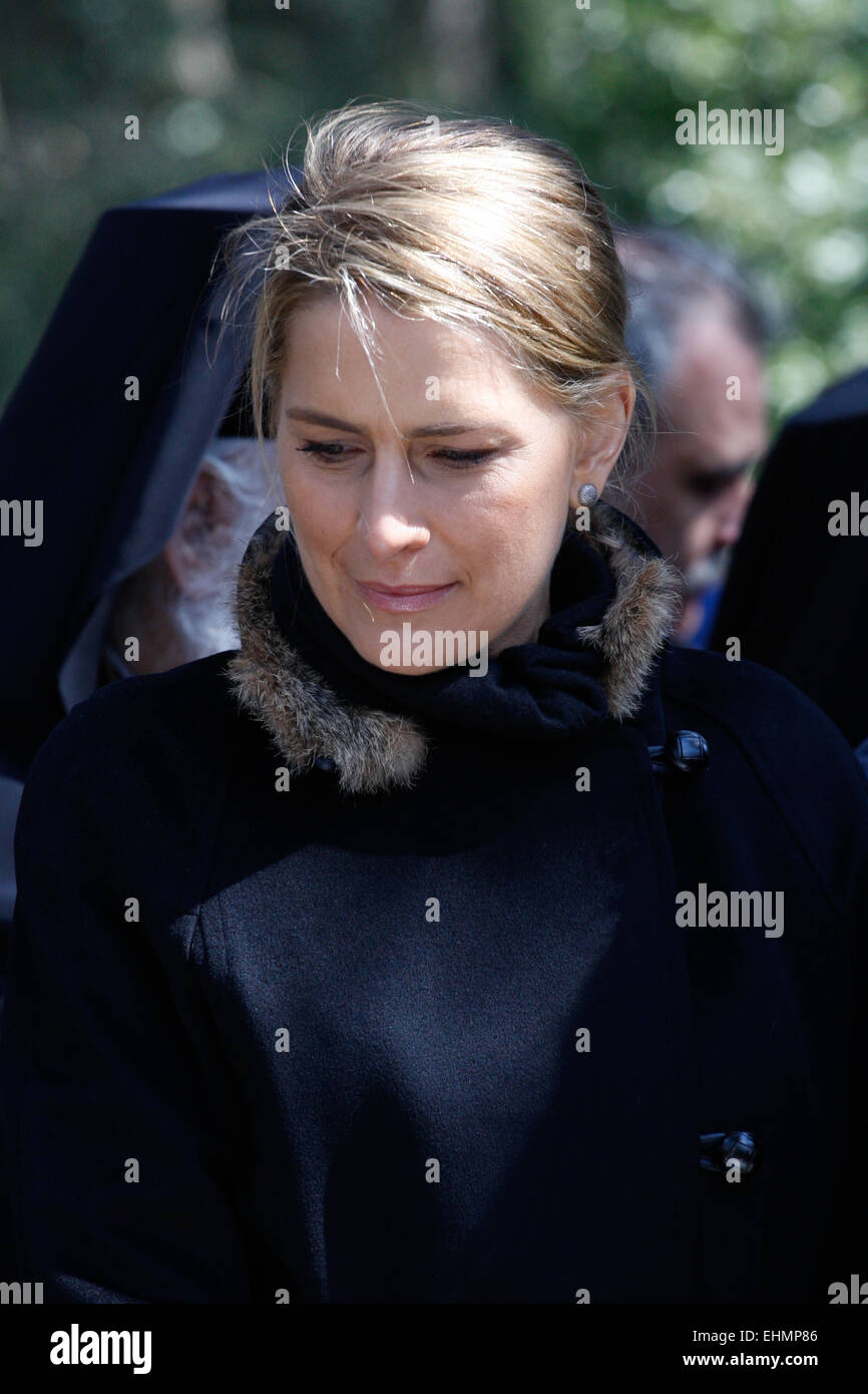 Tatoi, Greece. 16th Mar, 2015. Princess TATIANA of Greece attends the ceremony. The annual memorial service in honour of King Pavlos and Queen Frederika was held earlier today at Tatoi cemetery. The memorial service was held 5 km north of Athens's suburbs, at Tatoi Palace, the Greek Royals' former summer palace. Credit:  Aristidis Vafeiadakis/ZUMA Wire/Alamy Live News Stock Photo