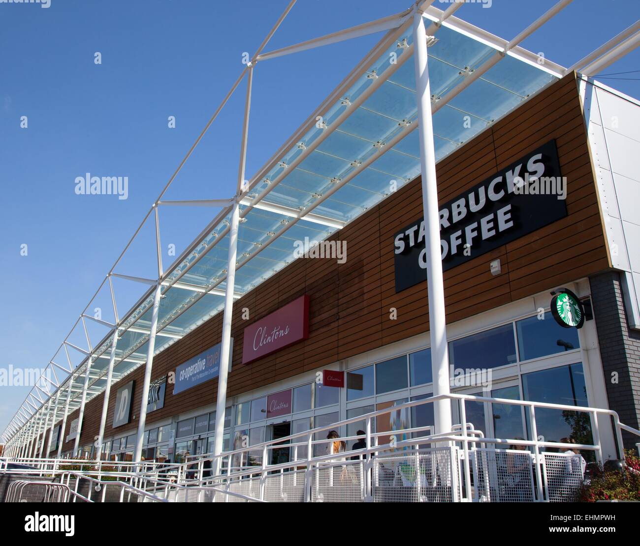 Shops and retailers in Walsall retail park West Midlands, Starbucks