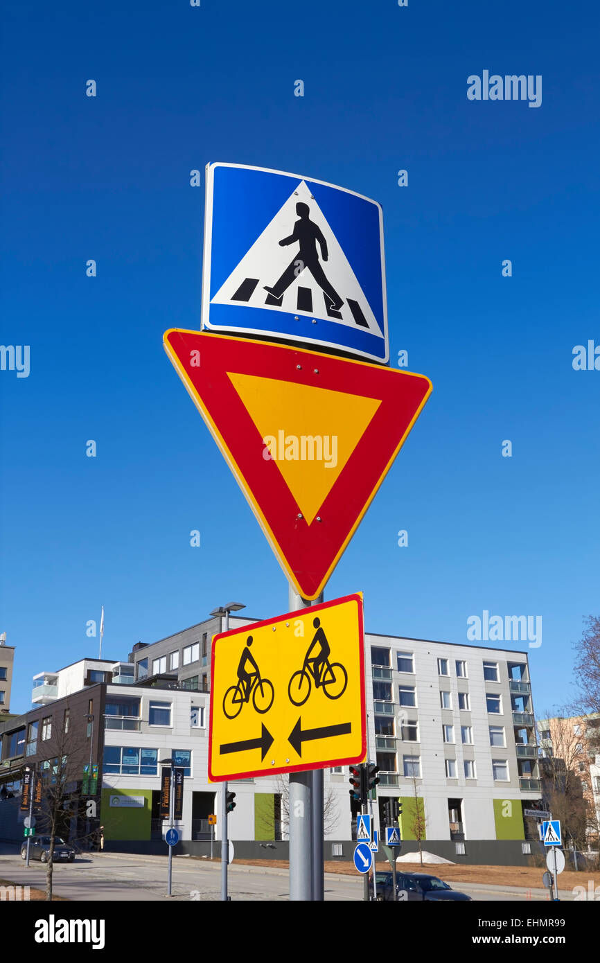 Finnish traffic signs, Mikkeli Finland Stock Photo