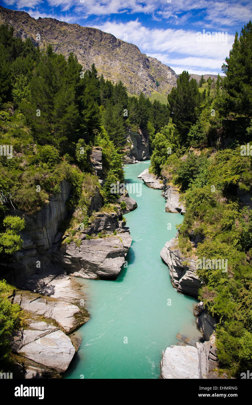 Jet boating on the Shotover River, near Queenstown, South Island New Zealand Stock Photo