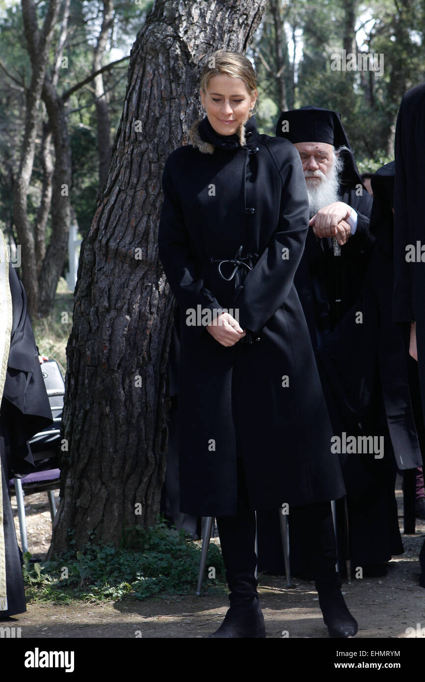 Tatoi, Greece. 16th Mar, 2015. Princess TATIANA of Greece attends the ceremony. The annual memorial service in honour of King Pavlos and Queen Frederika was held earlier today at Tatoi cemetery. The memorial service was held 5 km north of Athens's suburbs, at Tatoi Palace, the Greek Royals' former summer palace. Credit:  Aristidis Vafeiadakis/ZUMA Wire/Alamy Live News Stock Photo