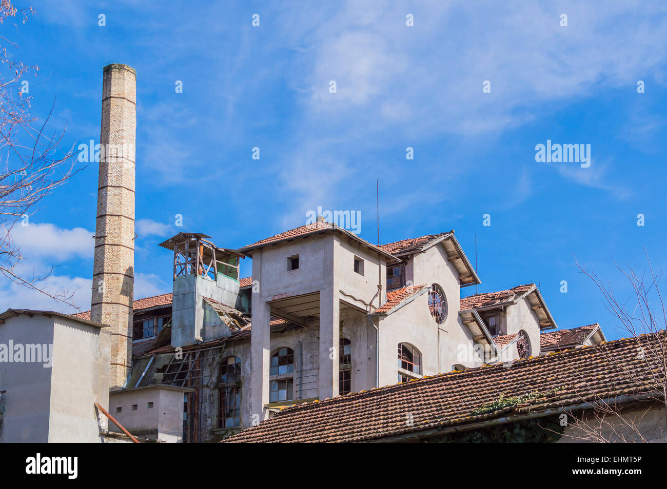 Industrial furnace in ruins, industrial archeology Stock Photo